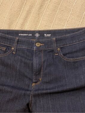 Straight Leg Dark Blue Jeans - Size 14 Short